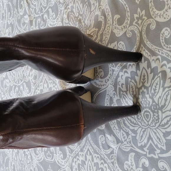 Anne Klein leather brown 4-inch high heel boots size 10 1/2 ankle/calf high - Picture 5 of 13